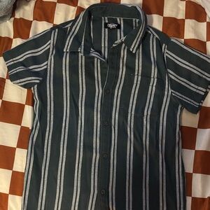 Eighty Eight Black and White Striped Button Down Shirt